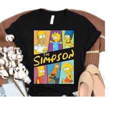 the simpsons characters retro t-shirt, homer, marge, bart, lisa, maggie the simpsons family tee, simpson birthday shirt,