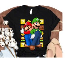 nintendo super mario luigi thumbs up graphic t-shirt, classic mario vintage shirt, magic kingdom, disneyland wdw trip fa