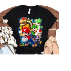 nintendo super mario luigi bowser spray paint t-shirt, classic mario vintage shirt, magic kingdom, disneyland wdw trip f