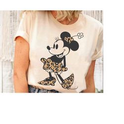 disney minnie mouse cheetah print outfit t-shirt   shirt, minnie mouse portrait shirt, magic kingdom, disneyland trip fa