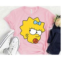 the simpsons maggie simpson angry big face t-shirt, simpsons family birthday shirt, disneyland family matching outfits,