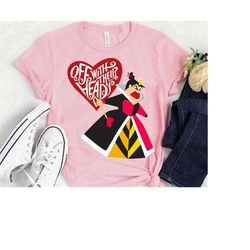 disney alice in wonderland queen of hearts off with their heads t-shirt, disneyland trip family matching outfits, magic