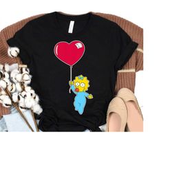 the simpsons maggie heart balloon valentine's day t-shirt, the simpsons family tee, simpson birthday, disneyland family