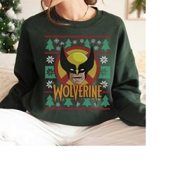 marvel x-men wolverine ugly christmas sweater graphic t-shirt, christmas mcu tee, happy christmas marvel tee, avengers m