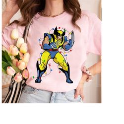 marvel x-men wolverine christmas lights graphic t-shirt, christmas mcu tee, happy christmas marvel tee, avengers merry x