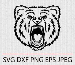 bear head svg,png,eps cameo cricut design template stencil vinyl decal tshirt transfer iron on