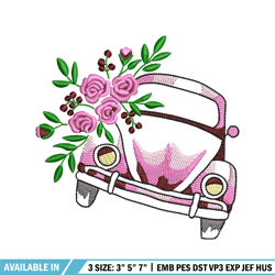 car flower embroidery design, car flower embroidery, logo design, embroidery file, logo shirt, digital download.