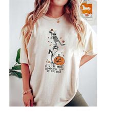 its the most wonderful time of the year halloween shirt, dancing skeleton shirt, halloween party shirt, pumpkin shirt, f