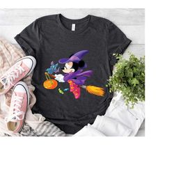 disney halloween minnie mouse flying witch t-shirt, mickey and friends, disney halloween party gift,disneyland halloween