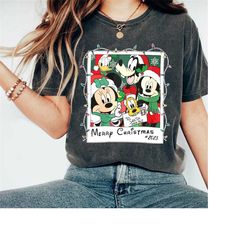 mickey and friends merry christmas comfort color shirt, christmas disney shirt, xmas disneyland shirt, merry christmas p