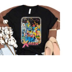 marvel x-men classic vintage comic group shot t-shirt, disneyland trip family outfits, disneyland family party gift, dis