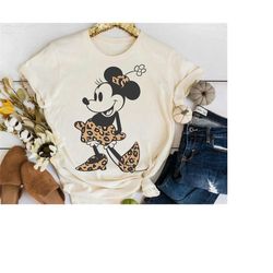 disney mickey and friends minnie mouse cheetah print outfit t-shirt, minnie pose shirt, disneyland family matching outfi