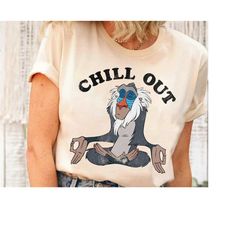 disney lion king rafiki chill out meditation graphic t-shirt, rafiki shirt, disneyland trip family matching outfits, mag
