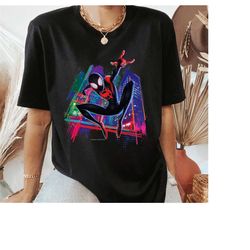 marvel spider-man miles morales graffiti city t-shirt, marvel comic book,disney birthday party shirt,disneyland trip fam