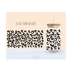 leopard print libbey 16oz can glass svg, cheetah print coffee glass can, beer glass svg png, cut file, cricut, silhouett