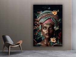 african art, abstract african wall art, woman face canvas-1
