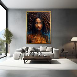 african woman wall art, black woman poster, ethnic woman art, african woman art