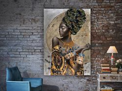 african woman, african art, american afro woman,frame canvas, picture vintage print, canvas print-1