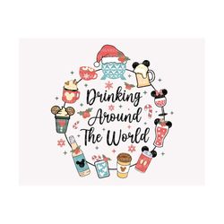 drinking around the world png, christmas doodle png, christmas drink png, mouse coffee , retro christmas shirt, holiday