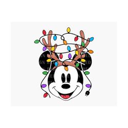 merry christmas svg, christmas mouse head svg, christmas mouse, christmas lights svg, xmas holiday svg, cute christmas s