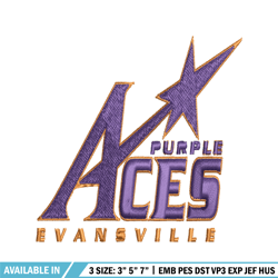 evansville purple aces embroidery design, evansville purple aces embroidery, logo sport embroidery, ncaa embroidery.
