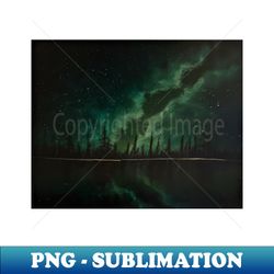green galaxy forest silhouette - chic sublimation digital download - express your anime style