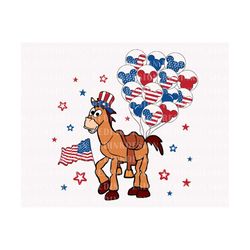 Happy 4th of July Svg, Cowboy Horse Svg, July 4th Svg, Mouse Balloon Svg, Fourth of July Svg, American Flag Svg, Indepen