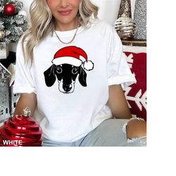doxie dog with santa hat t-shirt, doxie dog mountain christmas shirt, doxie dog tee, comfort colors christmas dog shirt,