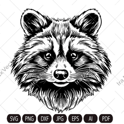 raccoon svg, cute raccoon vector, raccoon cutfile,raccoon head svg, raccoon face svg,tattoos, stickers, clothes, home de