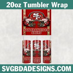 san francisco 49ers 20oz skinny tumbler wrap, 49ers football tumbler wrap, nfl football tumbler template