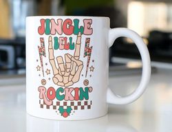 retro christmas coffee mug stating  jingle bell rocking