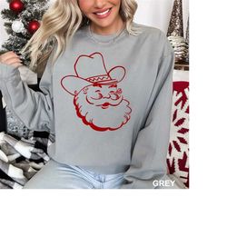 retro christmas santa sweatshirt, retro santa hat sweater, classic christmas santa, vintage santa graphic sweatshirt, cr