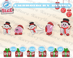 kirby x snowman embroidery designs, christmas embroidery designs, christmas 2022 embroidery files, xmas embroidery designs