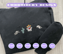 cute boohaw embroidery machine design, spooky vibes embroidery design, halloween retro spooky embroidery design