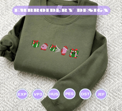 christmas embroidery designs, kirby x christmas gift embroidery, christmas 2022 embroidery files, xmas embroidery designs