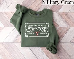 retro christmas sweatshirt, kringle candy co shirt, womens christmas sweater, candy cane shirt, christmas crewneck, new