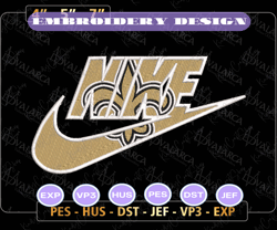 nike nfl new orleans saints logo embroidery design, nike nfl logo sport embroidery machine design, famous football team embroidery design, football brand embroidery, pes, dst, jef, files