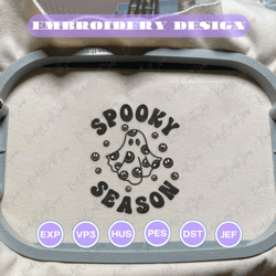 spooky season embroidery design, happy halloween embroidery, halloween embroidery designs, retro halloween design