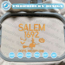 salem witches embroidery file, they missed one embroidery machine design, halloween witches embroidery file