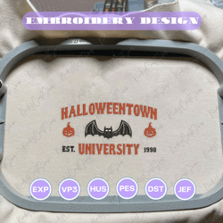 halloweentown university embroidery design, horror movie halloween embroidery file, 3 sizes, format exp, dst, jef, pes, horror film halloween