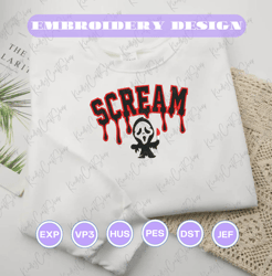scream ghoscary halloween embroidery design, ghost face craft embroidery file, horror scream embroidery machine designst embroidery design, happy halloween embroidery design, retro horror movie embroidery file, spooky vibes machine embroidery file