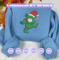 christmas embroidery designs, grateful dead dancing christmas bear embroidery, trending embroidery designs, christmas embroidered