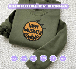 happy halloween embroidery design, howdy pumpkin horror halloween embroidery machine design, retro pumpkin embroidery design