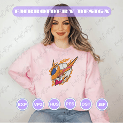 anime inspired embroidery designs, machine embroidery design file, pes, dst, jef, vp3, hus, instant download, robot anime embroidery