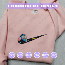 inspired anime embroidered sweatshirt, doraemon x nike embroidered sweatshirt, brand anime embroidered hoodie, inspired anime embroidered crewneck, anime embroidered gift