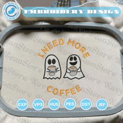 cute ghost latte cup embroidery design, halloween movie drink embroidery machine design, movie coffee cup embroidery design for shirt