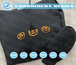 howdy pumpkin embroidery design, happy halloween embroidery design for shirt, horror halloween 3 sizes, format exp, dst, jef, pes