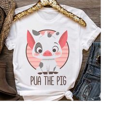 funny cute disney moana pua the pig graphic shirt, disneyland vacation holiday, unisex t-shirt family birthday gift adul