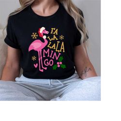 christmas flamingo shirt, women's christmas tee gift for her