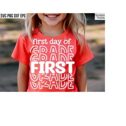 1st day of first grade svgs, back to school pngs, kids t-shirt designs, learning cut file, elementary student, first day